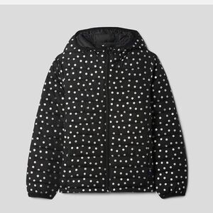 Gap Kids Black Polka Dot Hooded Puffer Jacket